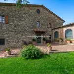 View of main farmhouse agriturismo Civitella in Val di Chiana Tuscany Italy