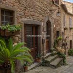 External view of stone town home Cortona Tuscany Italy