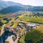 Aerial view of luxury villa boutique hotel Matelica Macerata Marche Italy