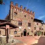 External view of Tuscan restored castle near Bucine and Arezzo