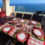 View of terrace showing sea view at Sicilian waterfront house
