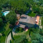 Aerial view of Wine estate and agriturismo Bucine Tuscany Italy