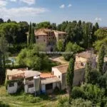 View of Tuscan estate with historic villa