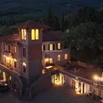 Night view of Liberty style villa in Tuscany Italy
