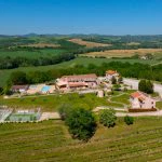 View of estate with agriturismo, vineyards, cattle farm for sale near Narni Umbria Italy