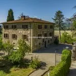 View of countryyside villa near Anghiari Tuscany Italy