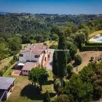 View of villa home and pool Palaia Pisa Tuscany Italy