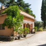 View of farmhouse on Lazion winery and wine state. Viterbo Lazio Italy