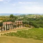 View of property and vineyards for sale in Tuscany Italy