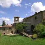 External view of former abbey now a boutique hotel in Umbria