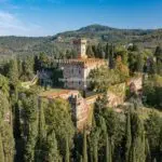 View of Italian castle for sale and surroundings.