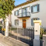 View of front of art nouveau home Arezzo Tuscany Italy