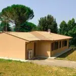 View of modern eco build bungalow villa near Perugia in Umbria Italy