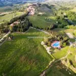 Aerial view of Tuscany Italy agriturismo and farm estate