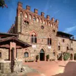External view of Tuscan restored castle near Bucine and Arezzo