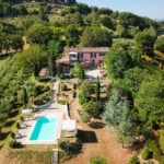 View of villla, pool and gardens for sale Citerna Perugia Umbria