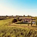 View of farmhouse and countryside in Umbria near Montecastrilli