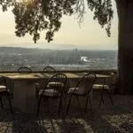 View from villa home overlooking Florence city centre Tuscany Italy